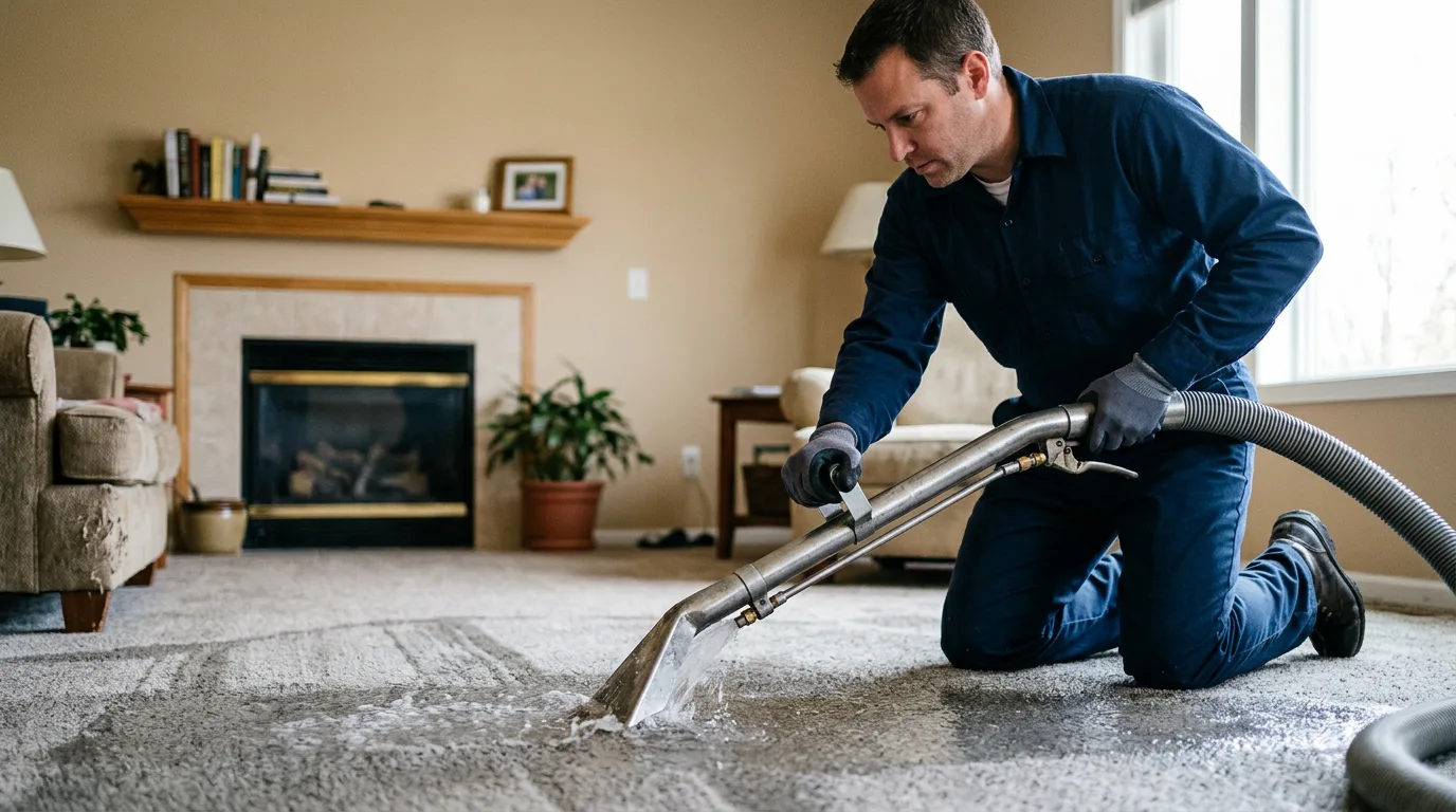 Water damage restoration technician working near Houlton, ME